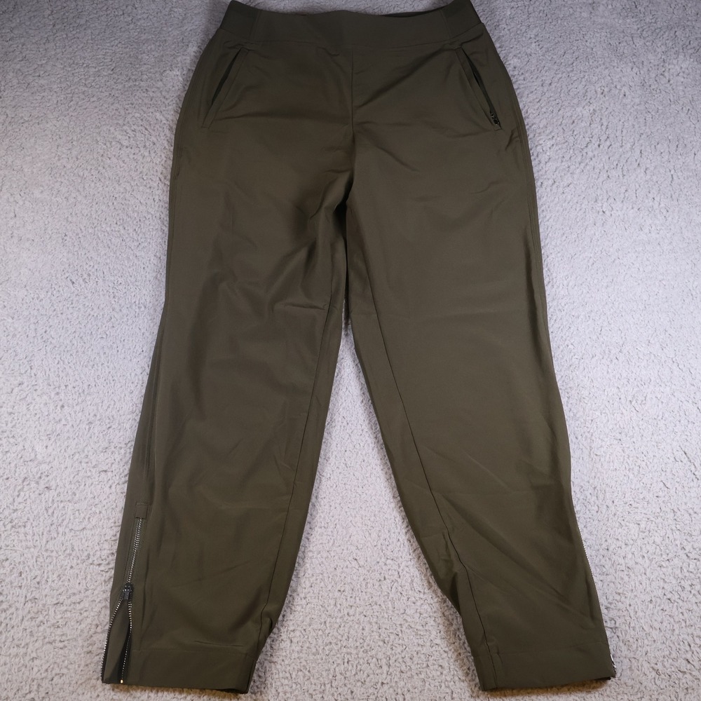Athleta Venice Jogger Pants Olive Green Ankle Zip Size 6 Activewear Stretch